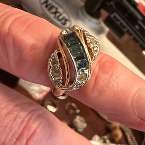 Carolee Gold Ring wGreen Stones R 5